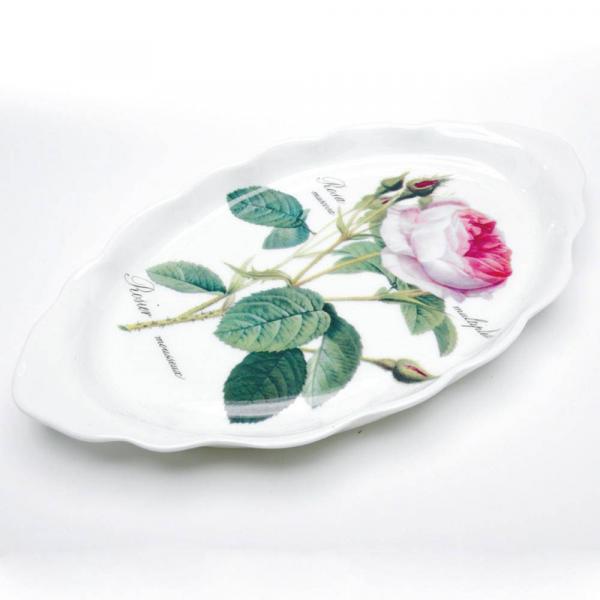Platte oval Redoute Rose Roy Kirkham 26x15cm